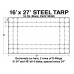 Tarp Steel, No Flap 16'W X 27'L Steel Tarp 16 Oz Black - 4' Drop Tarp